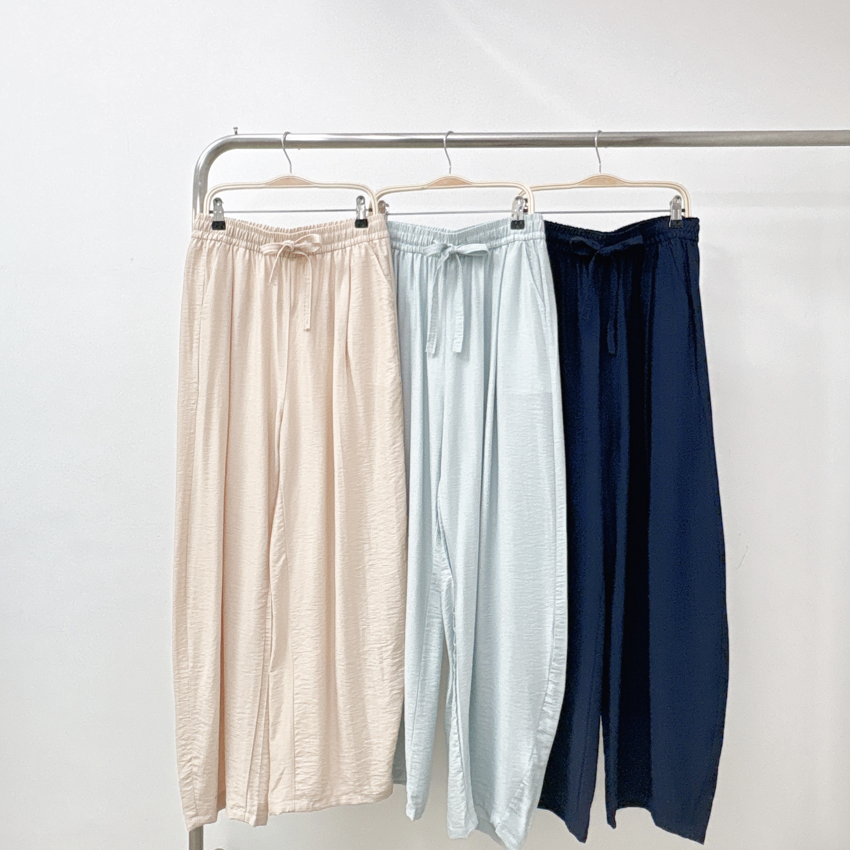 【預訂】後假口袋麻棉綁繩闊褲 (S63-S65)