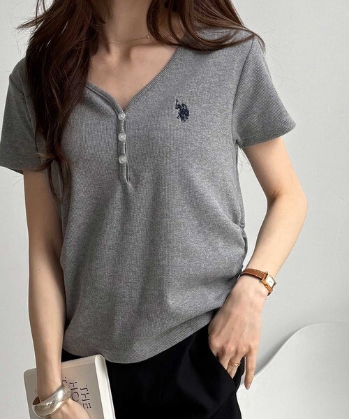 <日本限定🇯🇵> U.S. POLO ASSN. 羅紋 V 領短袖上衣  3色