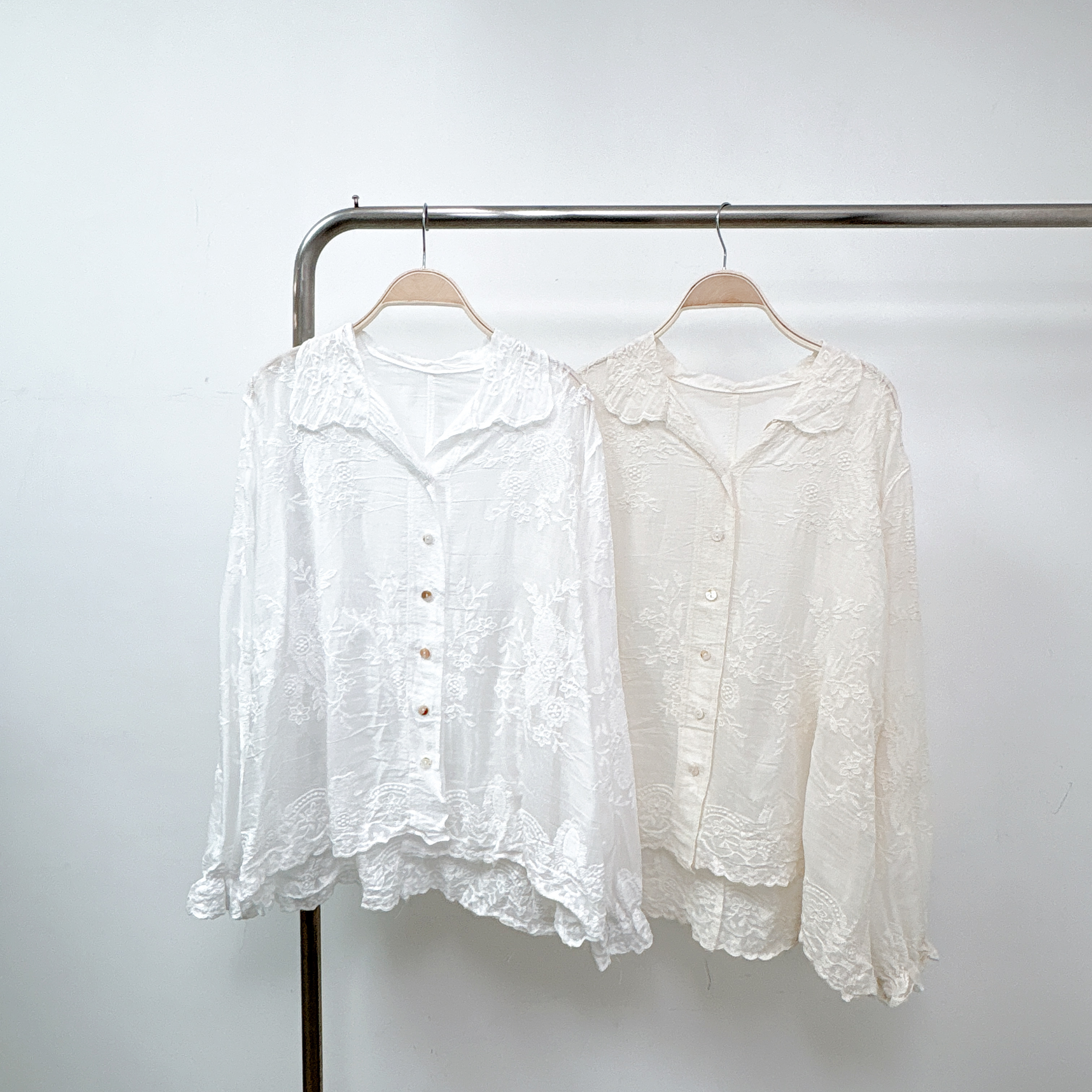 【預訂】刺繡花紋透薄麻棉寬鬆兩著恤 (S20-S21)