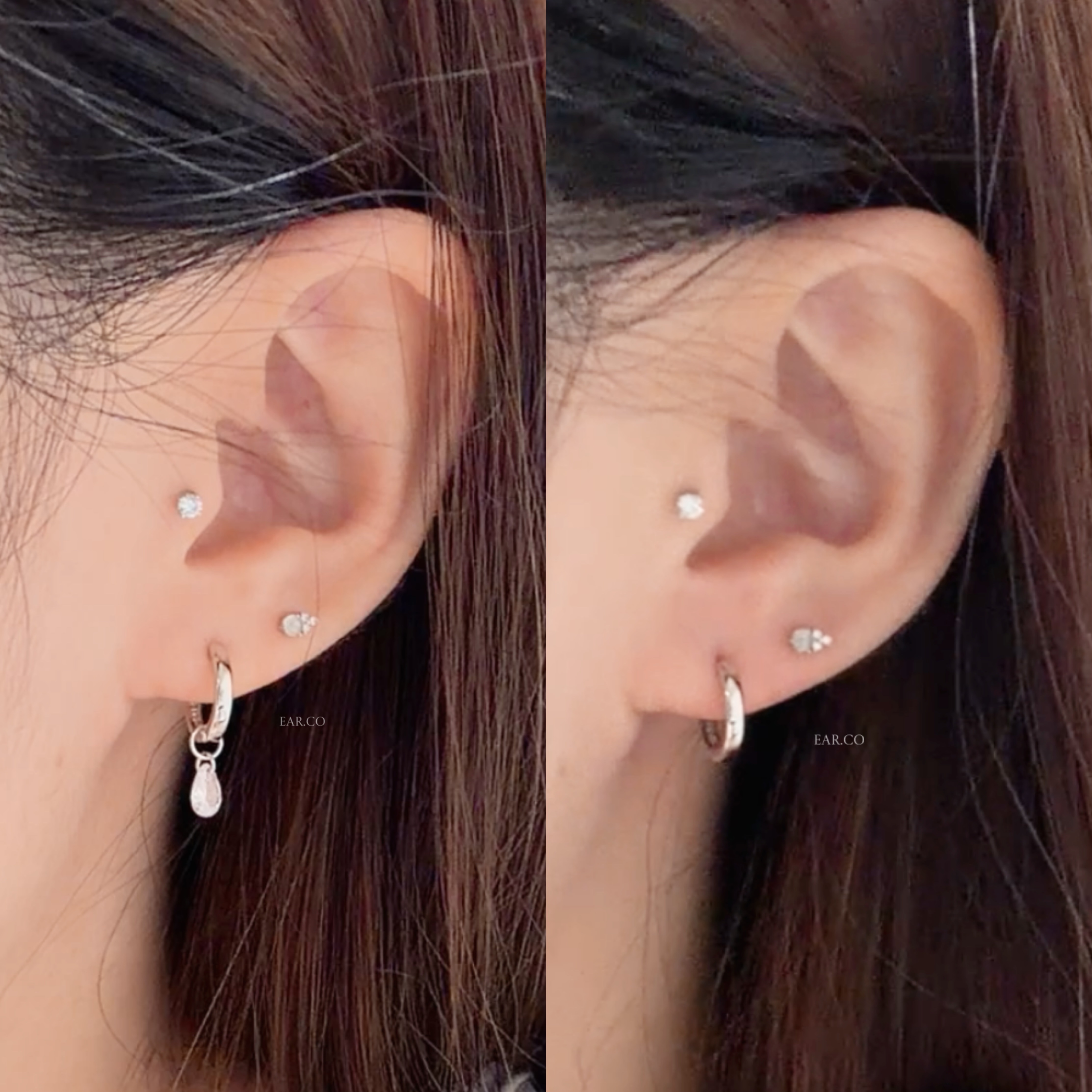 Jennie 2-ways Fearless Silver Hoop #A1103