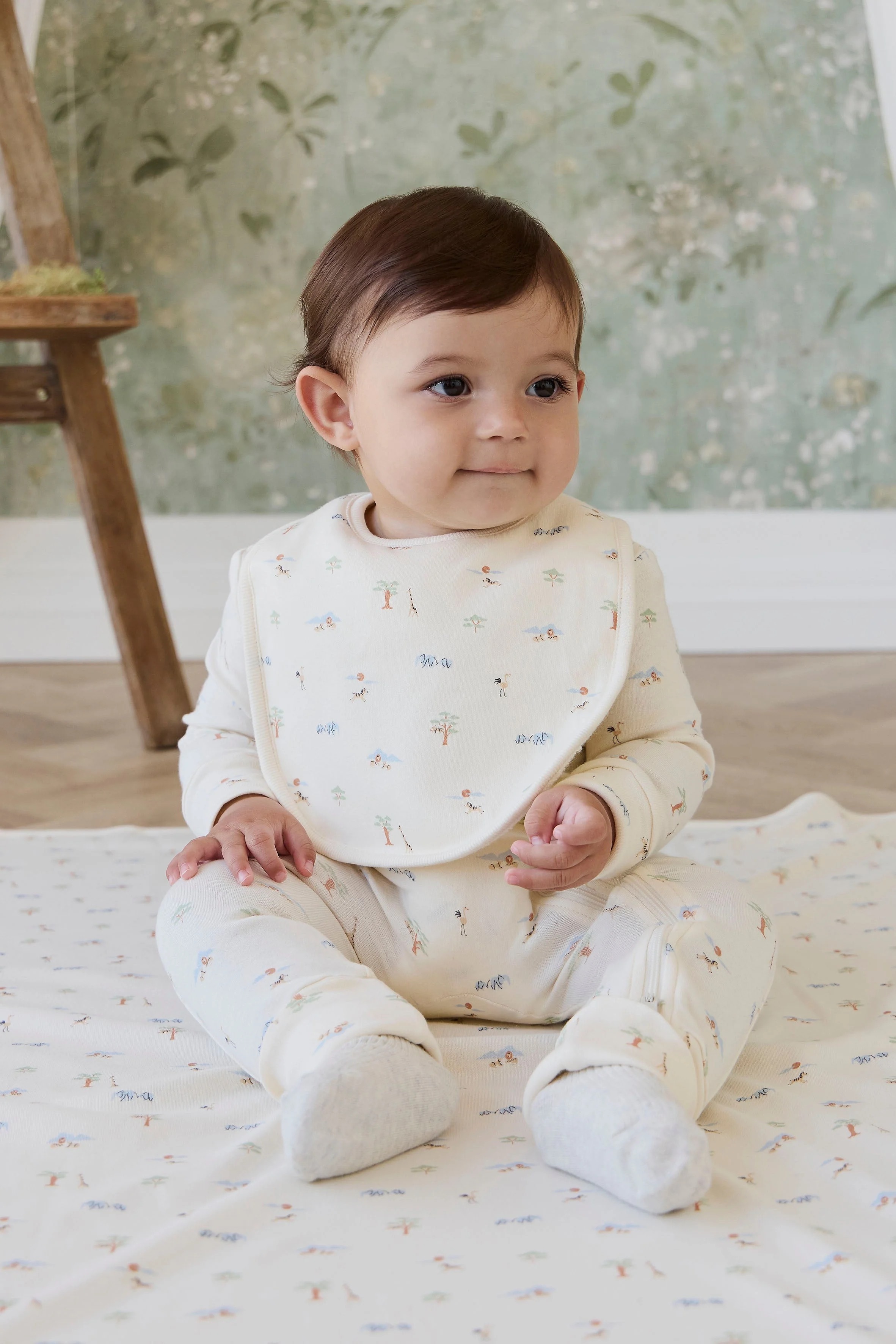 【預購】JAMIE KAY -Organic Cotton Bib（Savannah animals Tofu）