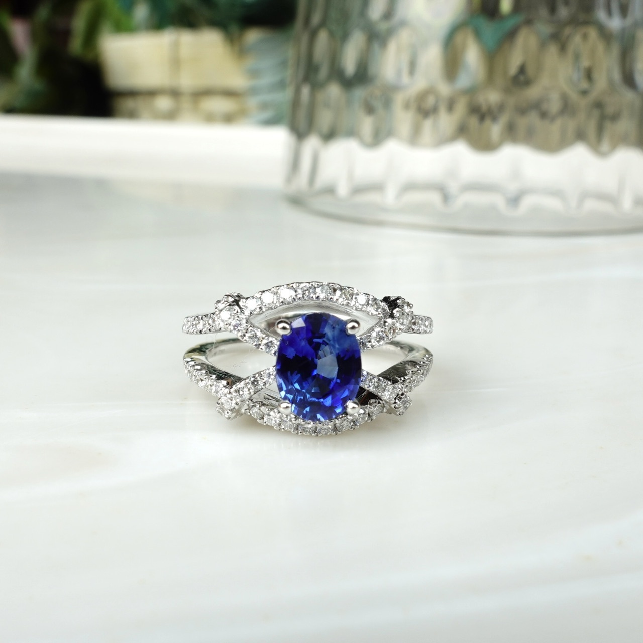 1.38ct皇家藍藍寶石18K金鑽石戒指 (免費出AIGS證書)