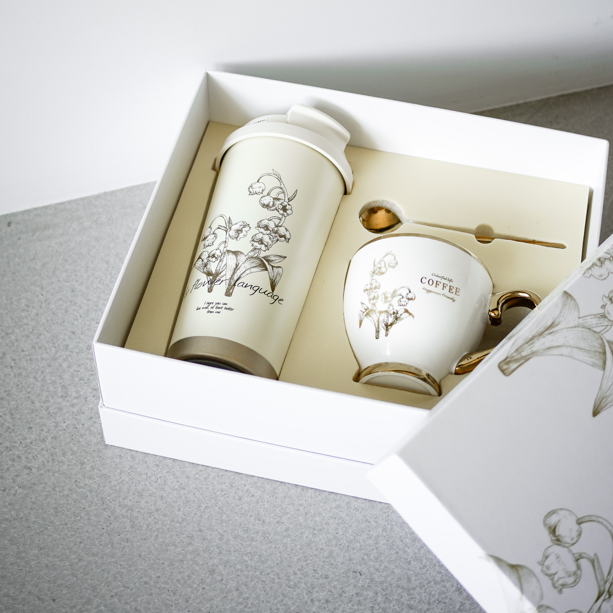 陶瓷金邊咖啡杯禮盒組