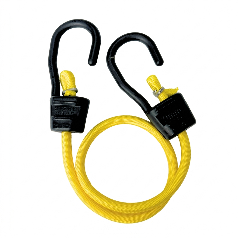 【SafeStraps】Yellow Bungee Strap (61cm) | Steel-Core Plastic-Coated Hook | Anti-Scratch | Durable Elastic | Motorcycle Tie-Down