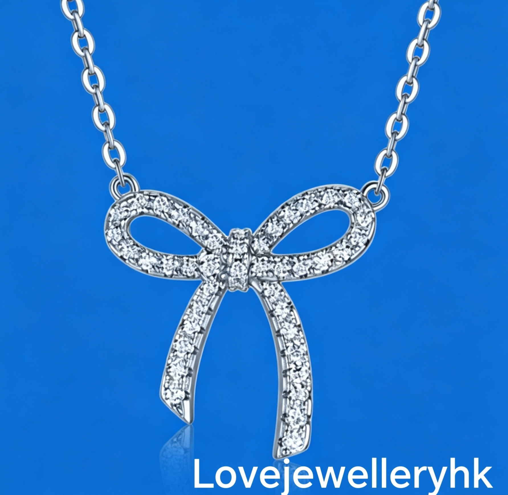 全莫桑鑽蝴蝶結鎖骨鏈       N043C003