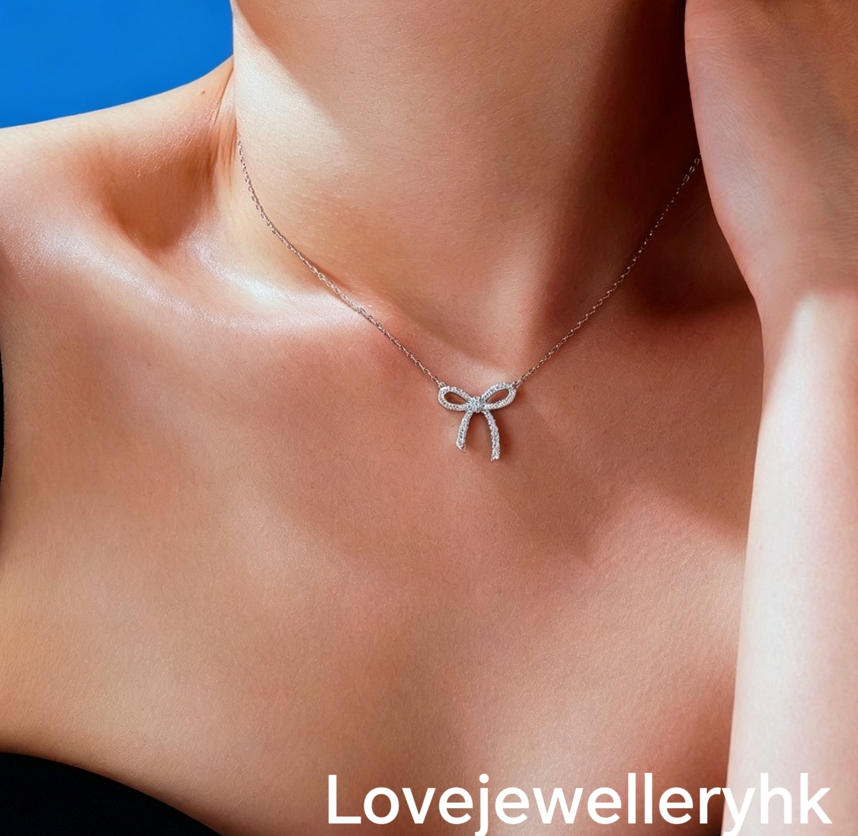 全莫桑鑽蝴蝶結鎖骨鏈       N043C003