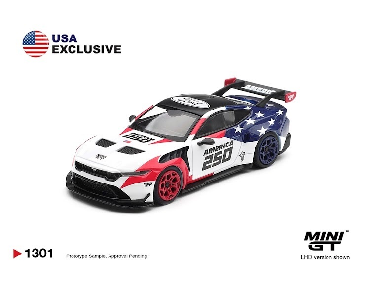 PO-$125 * MINI GT * 1:64 1301 Ford Mustang GTD  America 250  USA Exclusive  LHD / Blister Packaging
