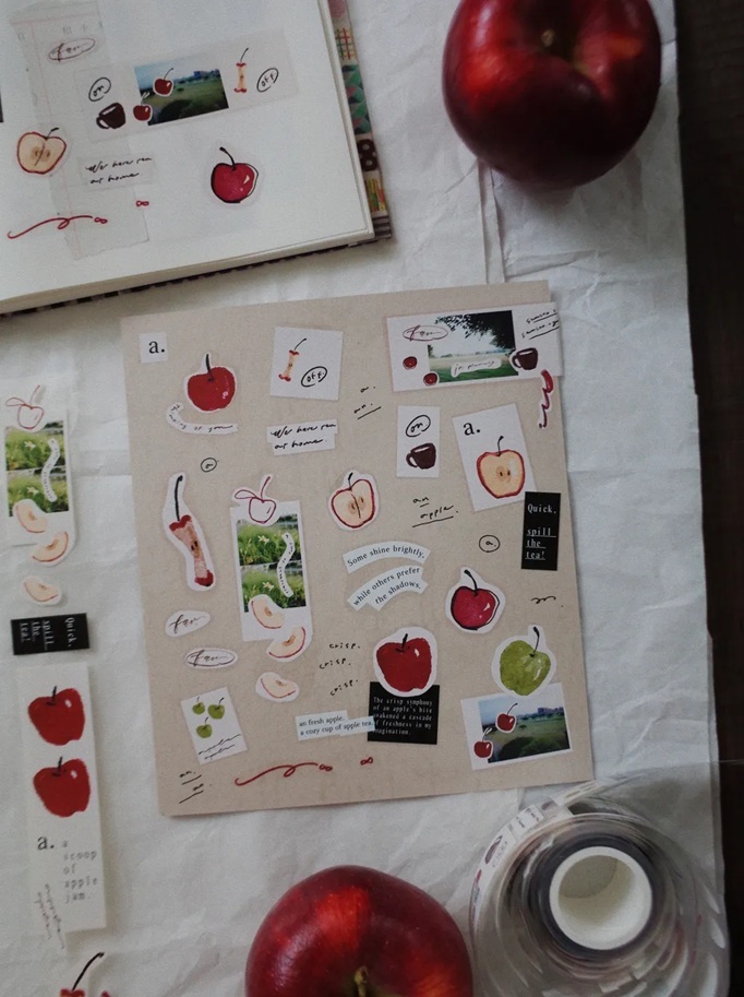 茄子先生．Apple Tea 3.5cm亮面PET膠帶 <整捲/分裝>