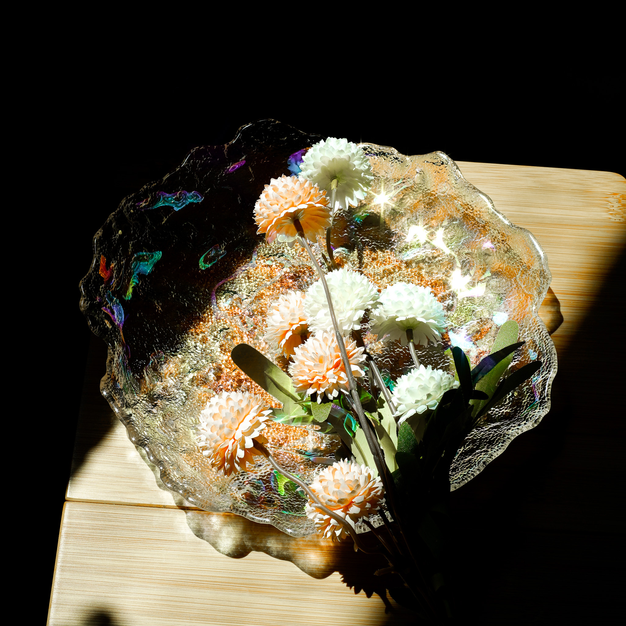 不規則漸層玻璃盤