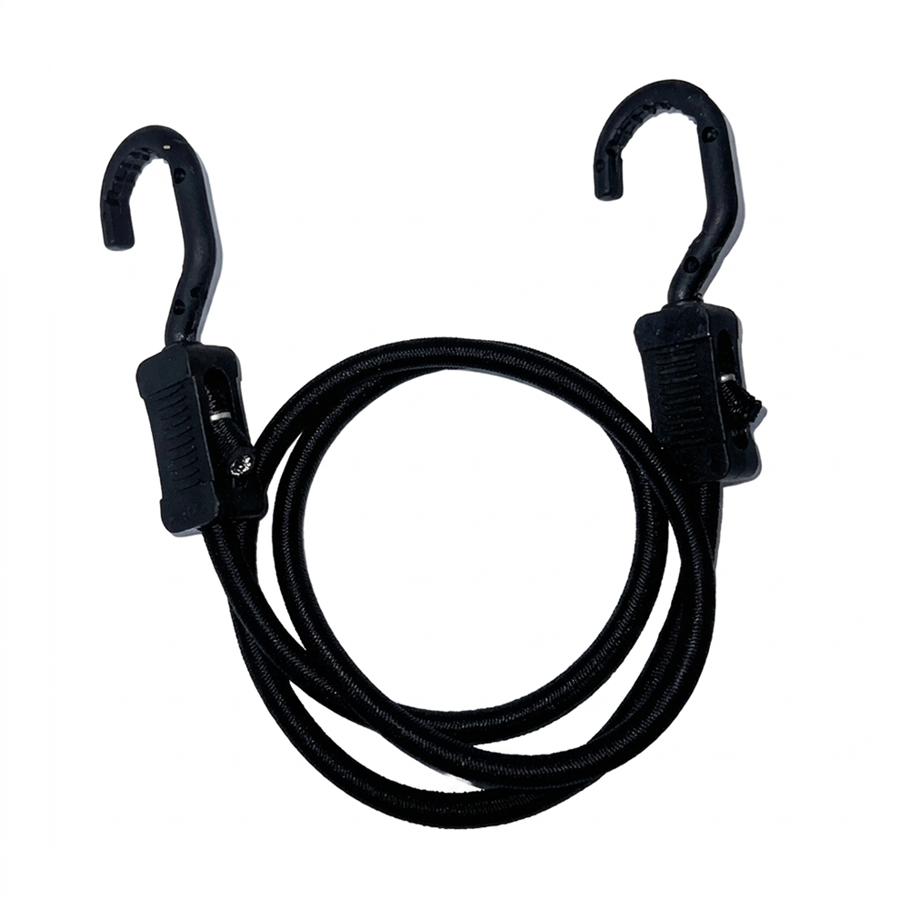 【SafeStraps】Black Adjustable Bungee Strap (1m/2m/3m) | Steel-Core Plastic-Coated Hook | Anti-Scratch | High Load Capacity | Cargo Tie-Down