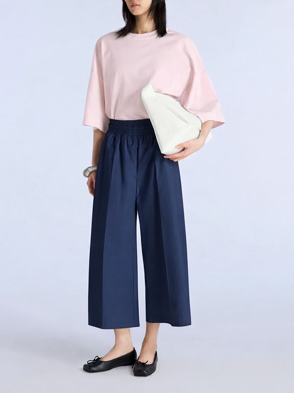 LIVIANA CONTI  彈性腰圍七分褲(深藍)