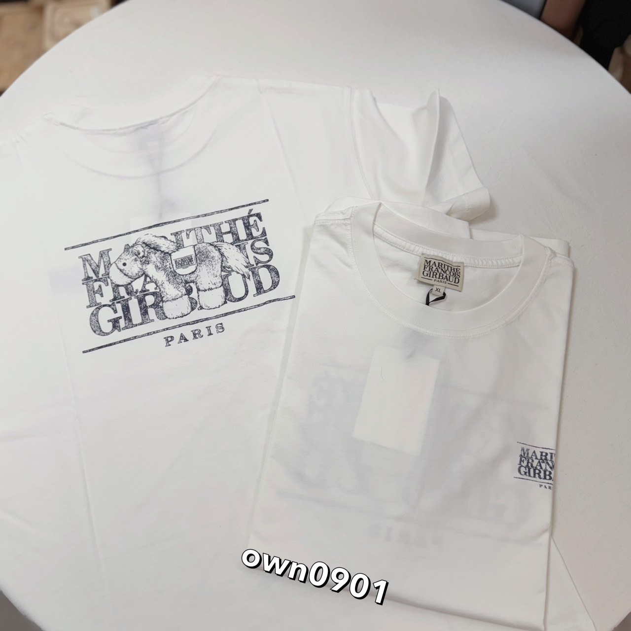 【OWN】MARITHÉ FRANÇOIS GIRBAUD MFG 馬年限定 大LOGO 春夏 短袖 上衣 白色 素描
