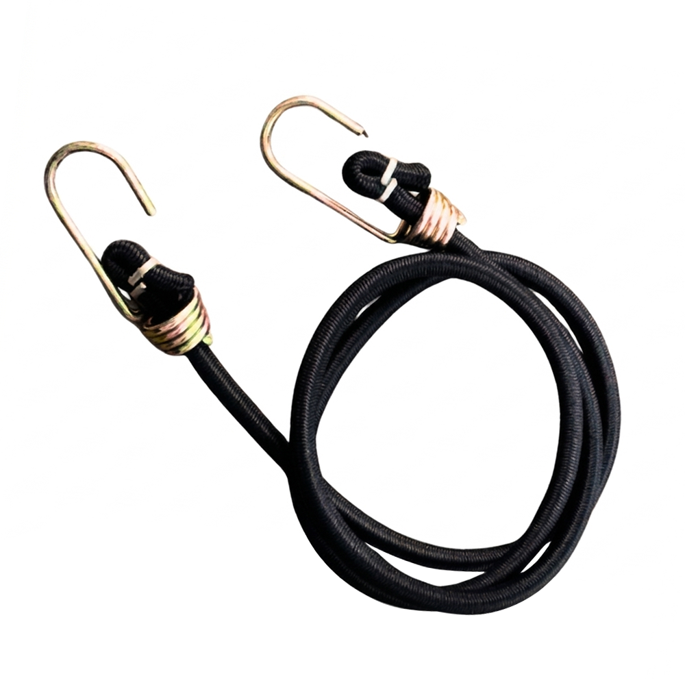 【SafeStraps】Black Bungee Strap (122cm) | Steel Hooks | Heavy-Duty | Motorcycle Cargo Strap