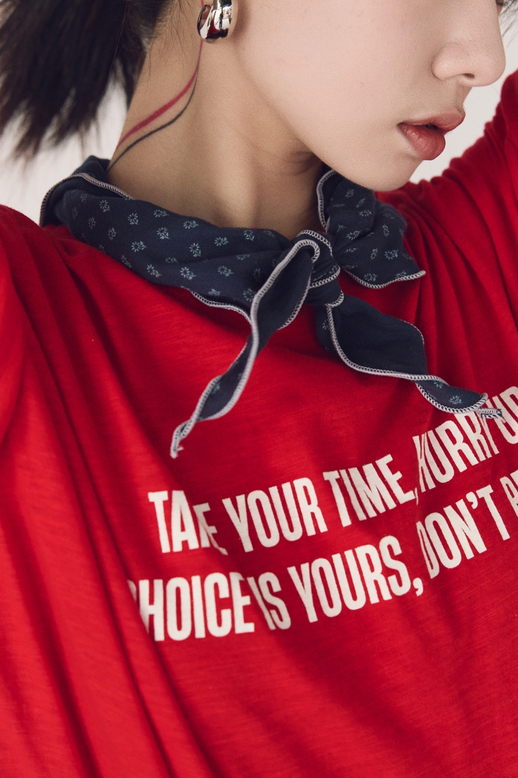 小花木耳邊三角巾-藍