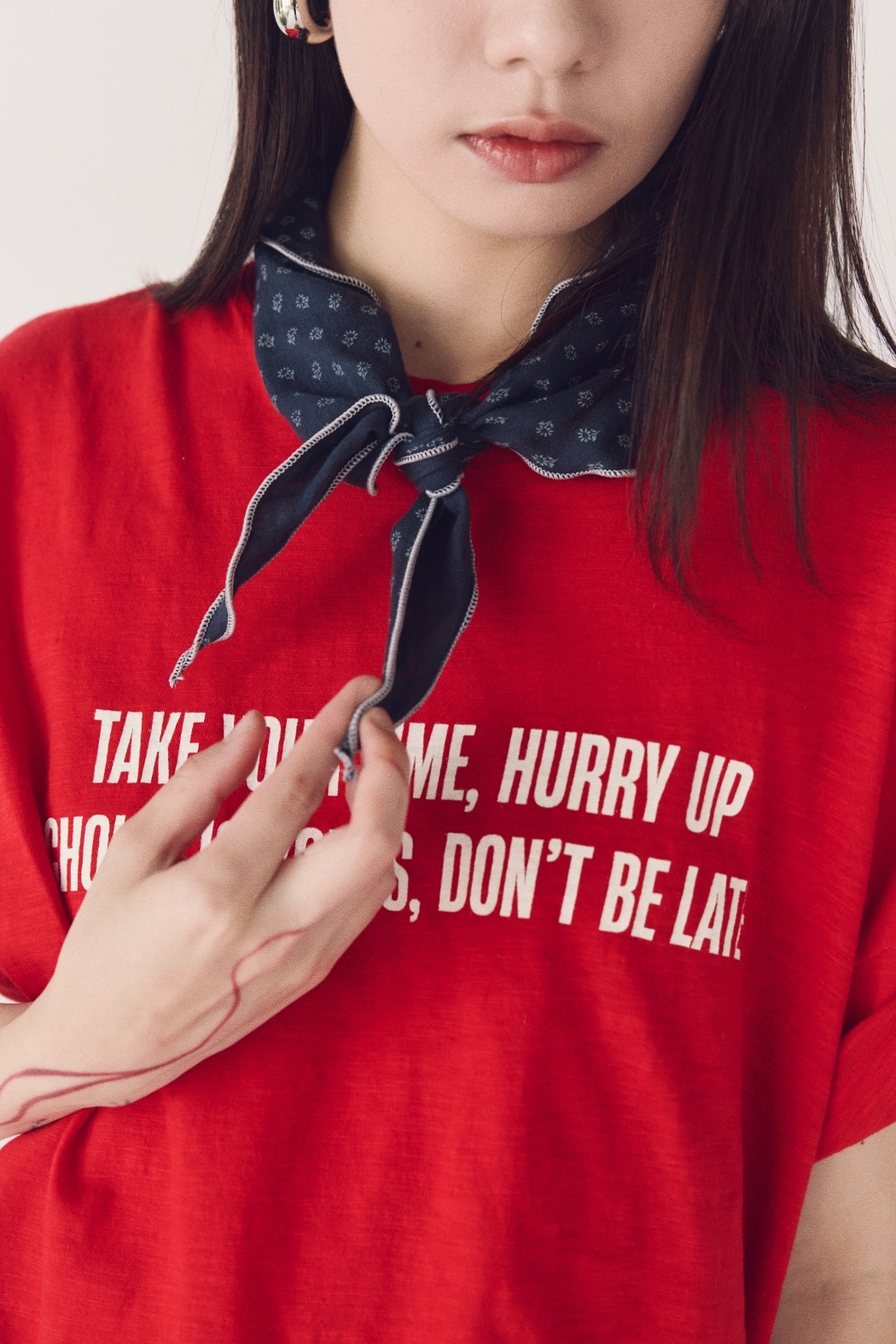 小花木耳邊三角巾-藍