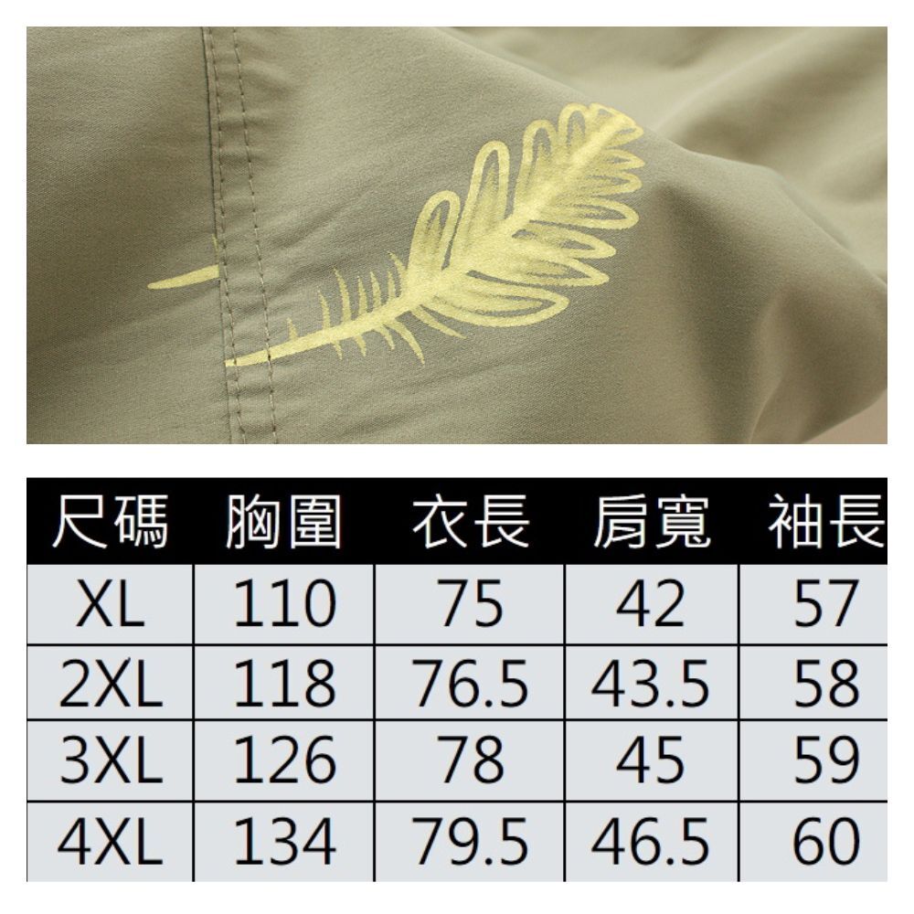 【ASister 小姊姊 】AS0730#大尺碼外套☆*連帽羽毛印花*Plus+拉鍊風衣外套(3色 XL-4XL  T62 1951)