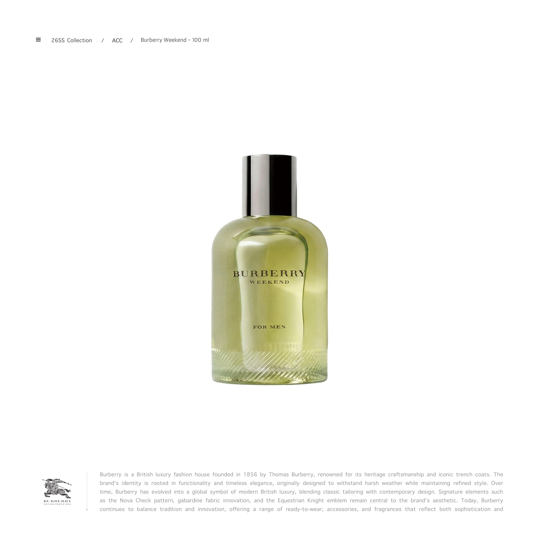 [ 予約限定 ] Burberry Weekend for Men