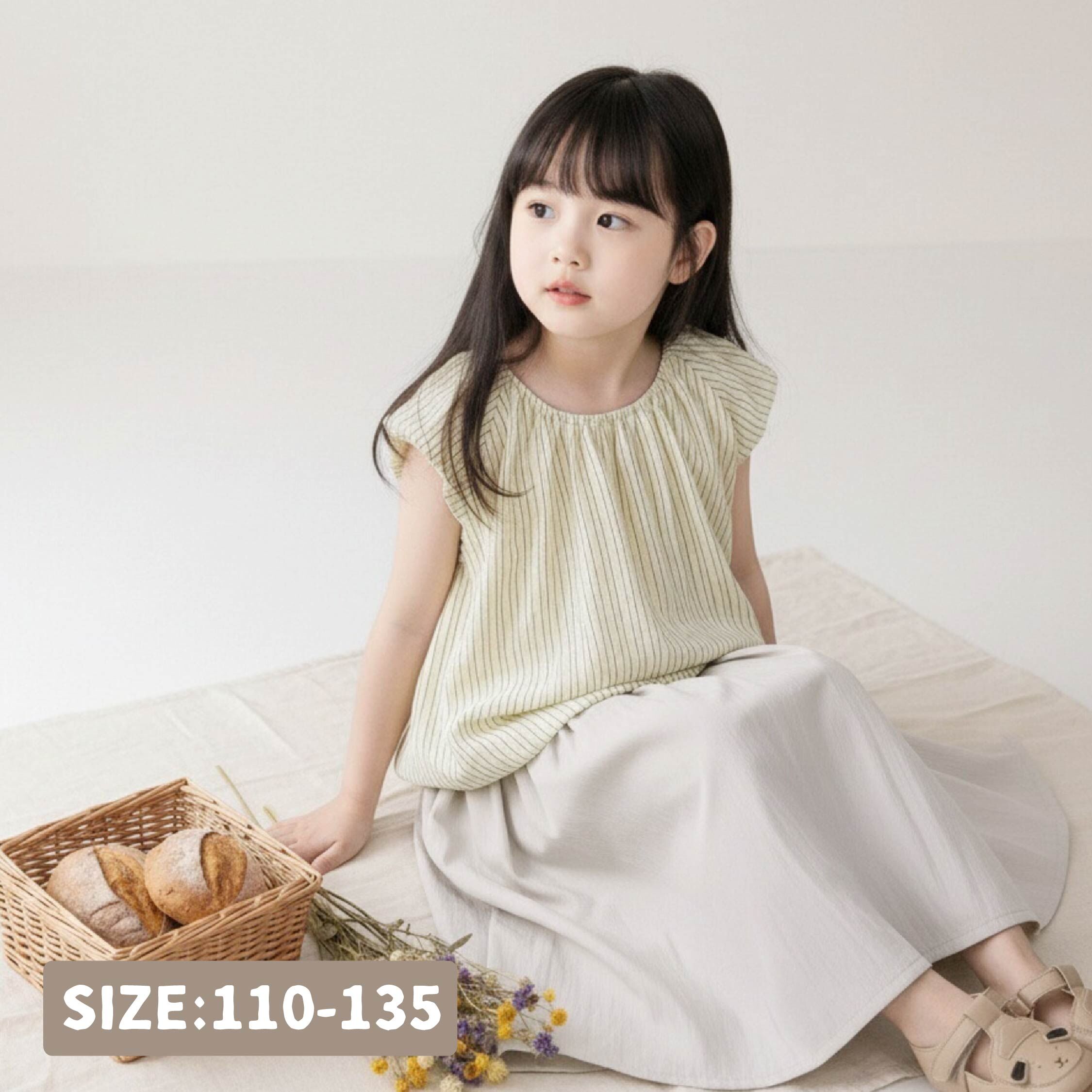 【H50150】知性條紋下鬆緊設計背心/上衣