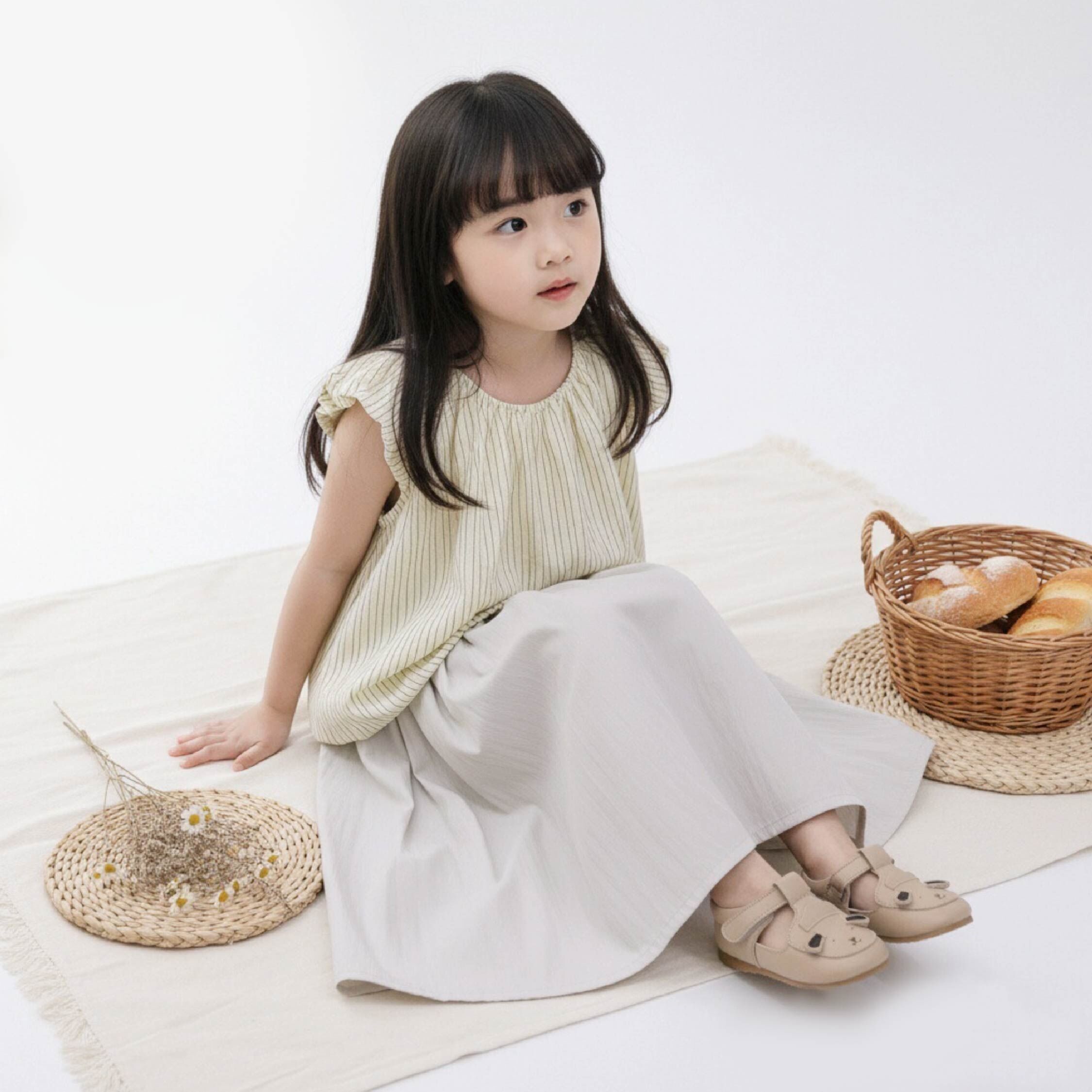 【H50150】知性條紋下鬆緊設計背心/上衣