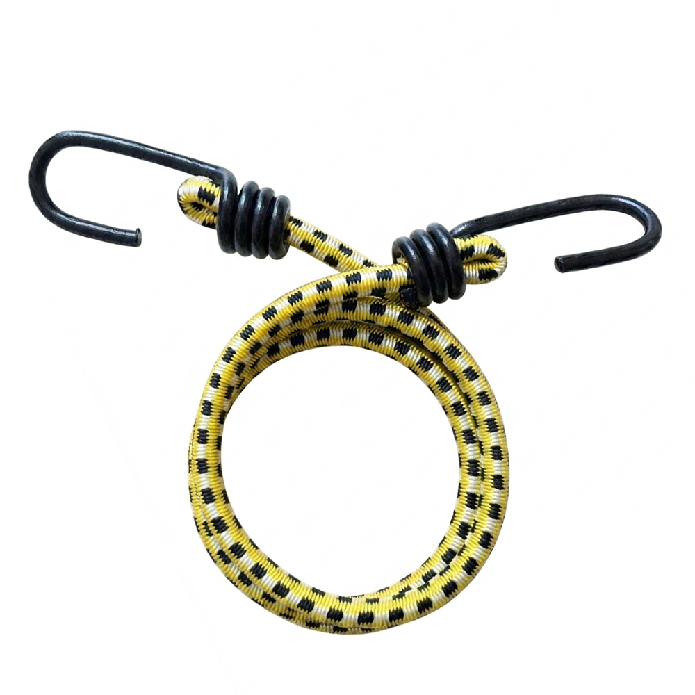 【SafeStraps】Black, Yellow & White Design Bungee Strap (91cm) | Steel Hooks | Durable Elastic | Motorcycle Tie-Down