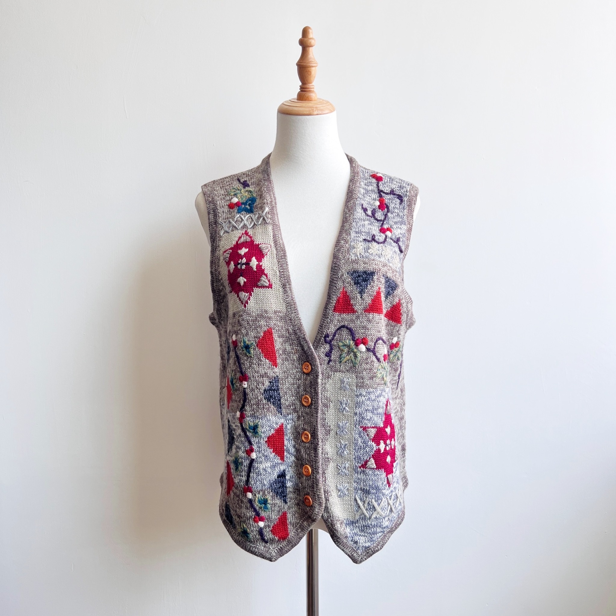 民謠星花針織羊毛背心