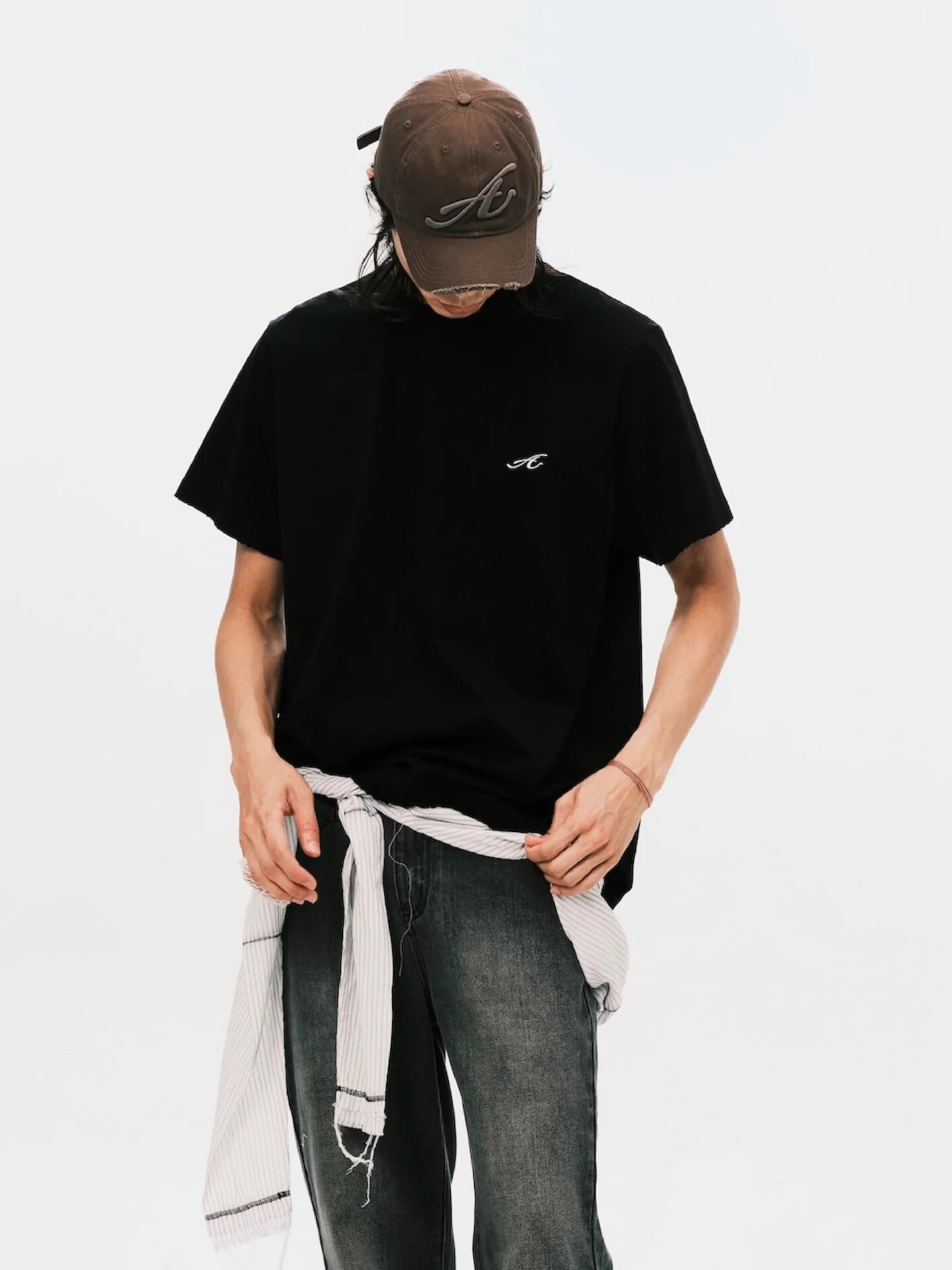 ANOWHEREMAN "A" OVERSIZE SS TEE 寬鬆 磨破 短T