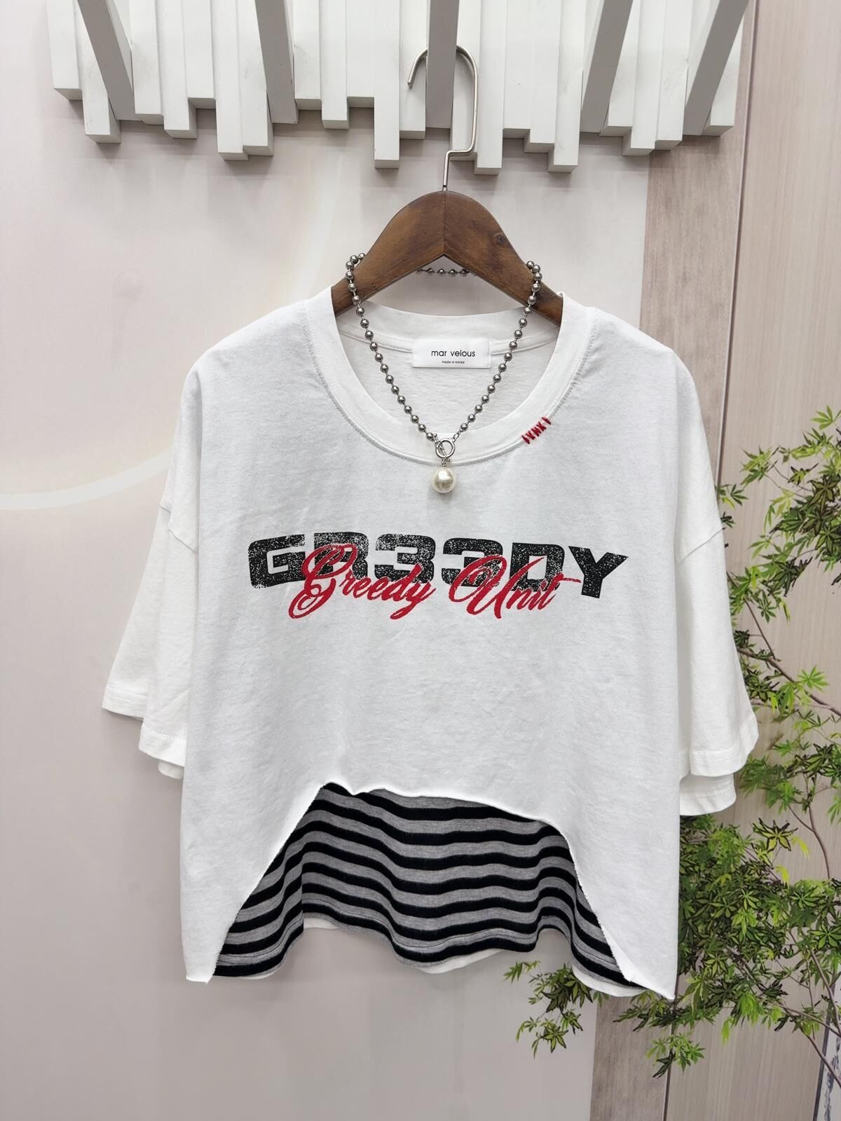 韓國型格假兩件英文字top~158A