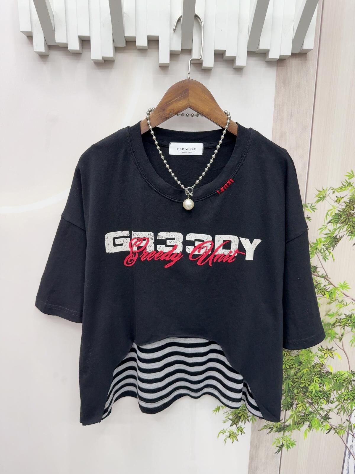 韓國型格假兩件英文字top~158A