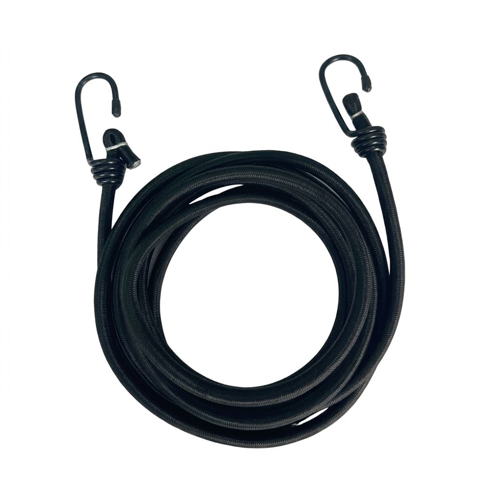 【SafeStraps】Black Bungee Strap (1m/2m/3m) | Steel Hooks | Durable Elastic | Motorcycle Tie-Down