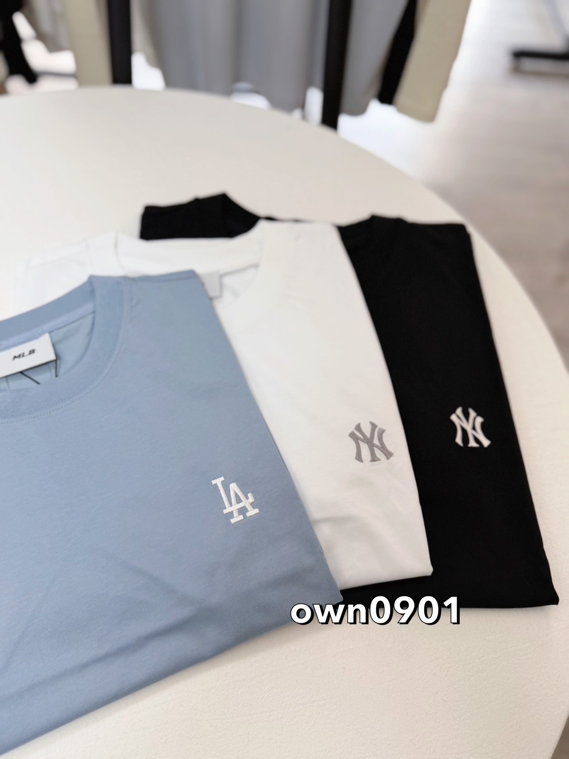 【OWN】MLB Korea 短袖上衣 經典 刺繡 涼感 快乾 春夏 短TEE 休閒 Karina同款 不分男女 黑色 白色 藍色