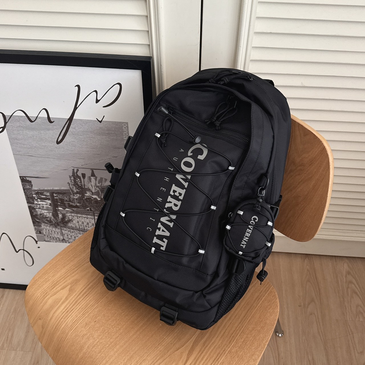 （現貨）韓牌 COVERNAT 經典logo 網繩 後背包 27L CO2507BP02