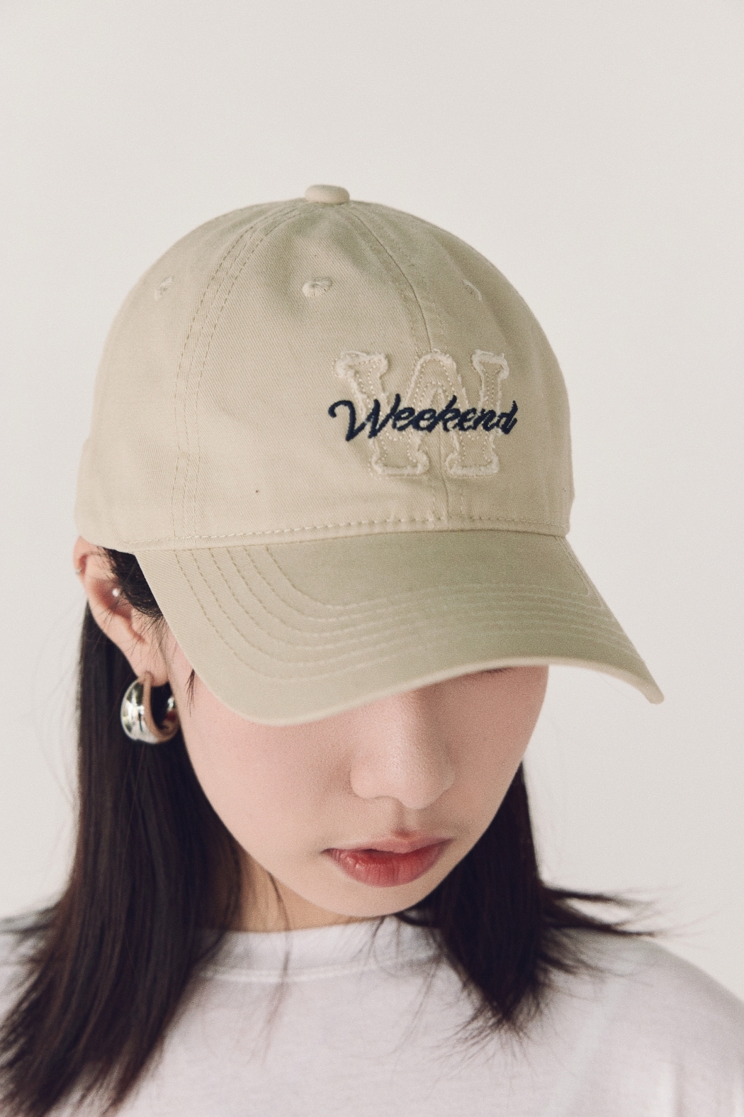 W拼布毛邊老帽-杏