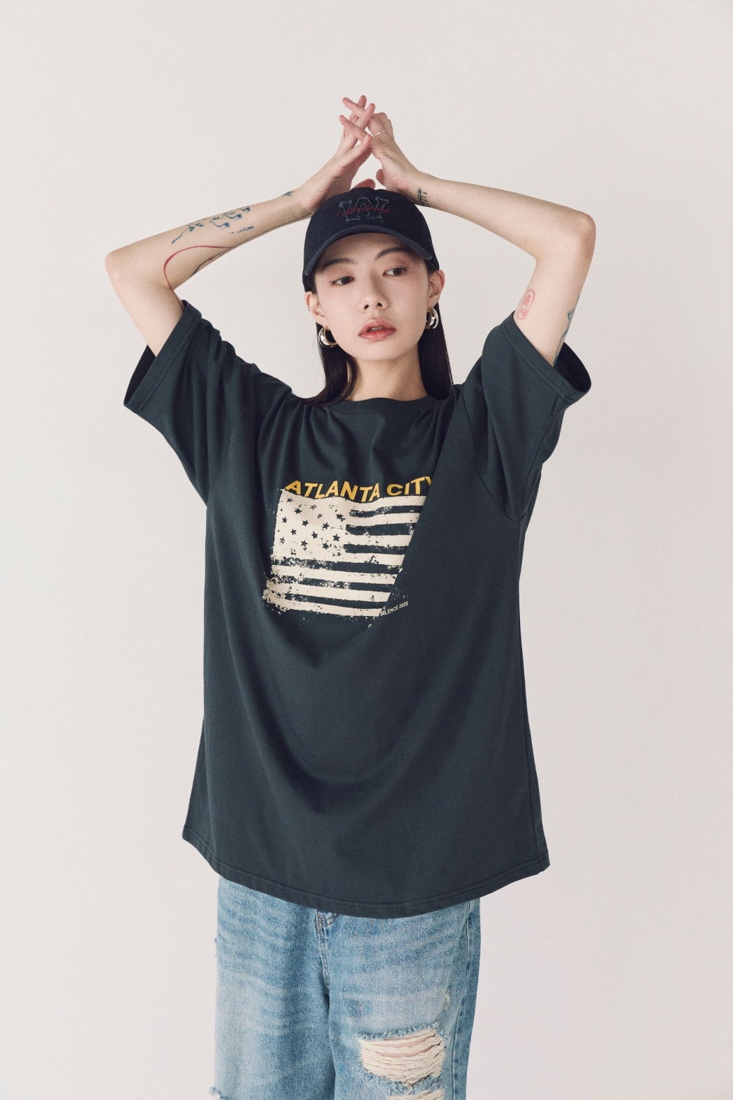 國旗印刷短踢-深灰