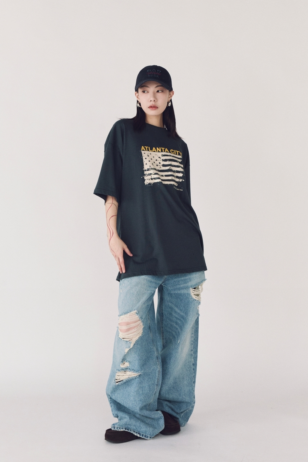 國旗印刷短踢-深灰