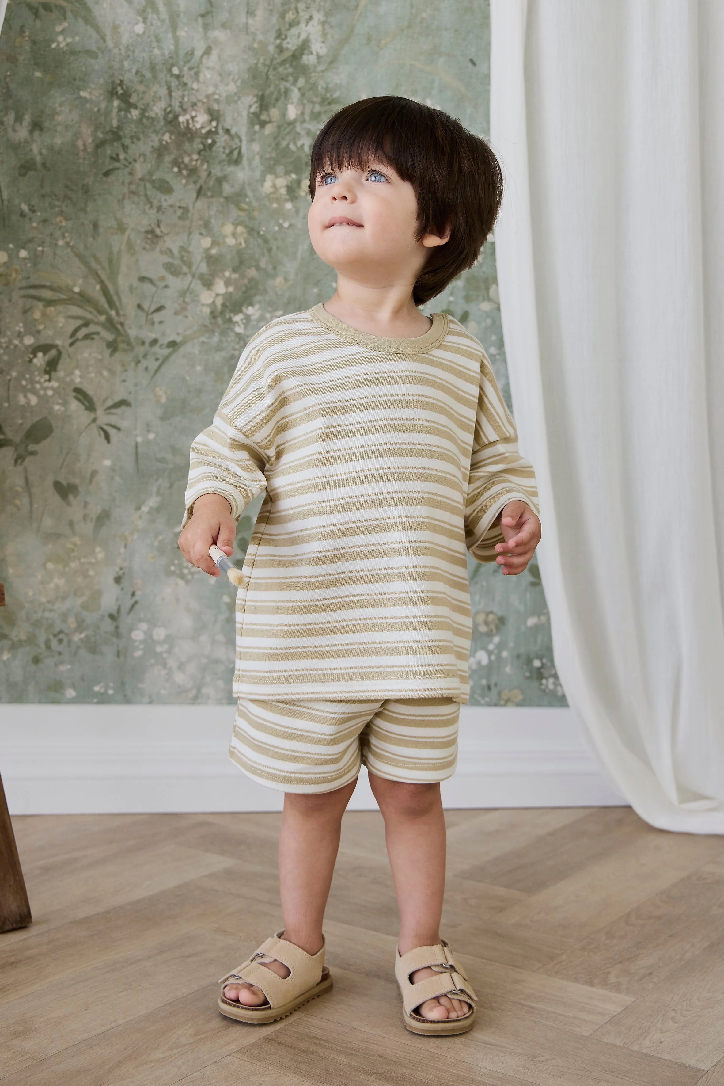 【預購】JAMIE KAY -Pima Cotton Arnold Long Sleeve Top-Double Stripe Hay （Cloud）