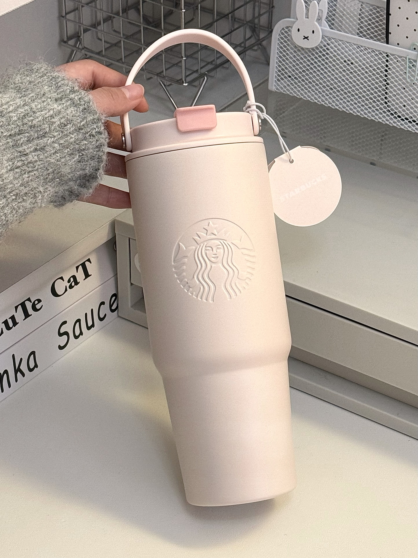 代購-Starbucks星巴克 保冷保溫杯 大容量 雙飲口不鏽鋼隨行杯 灰/粉/黃 800ml