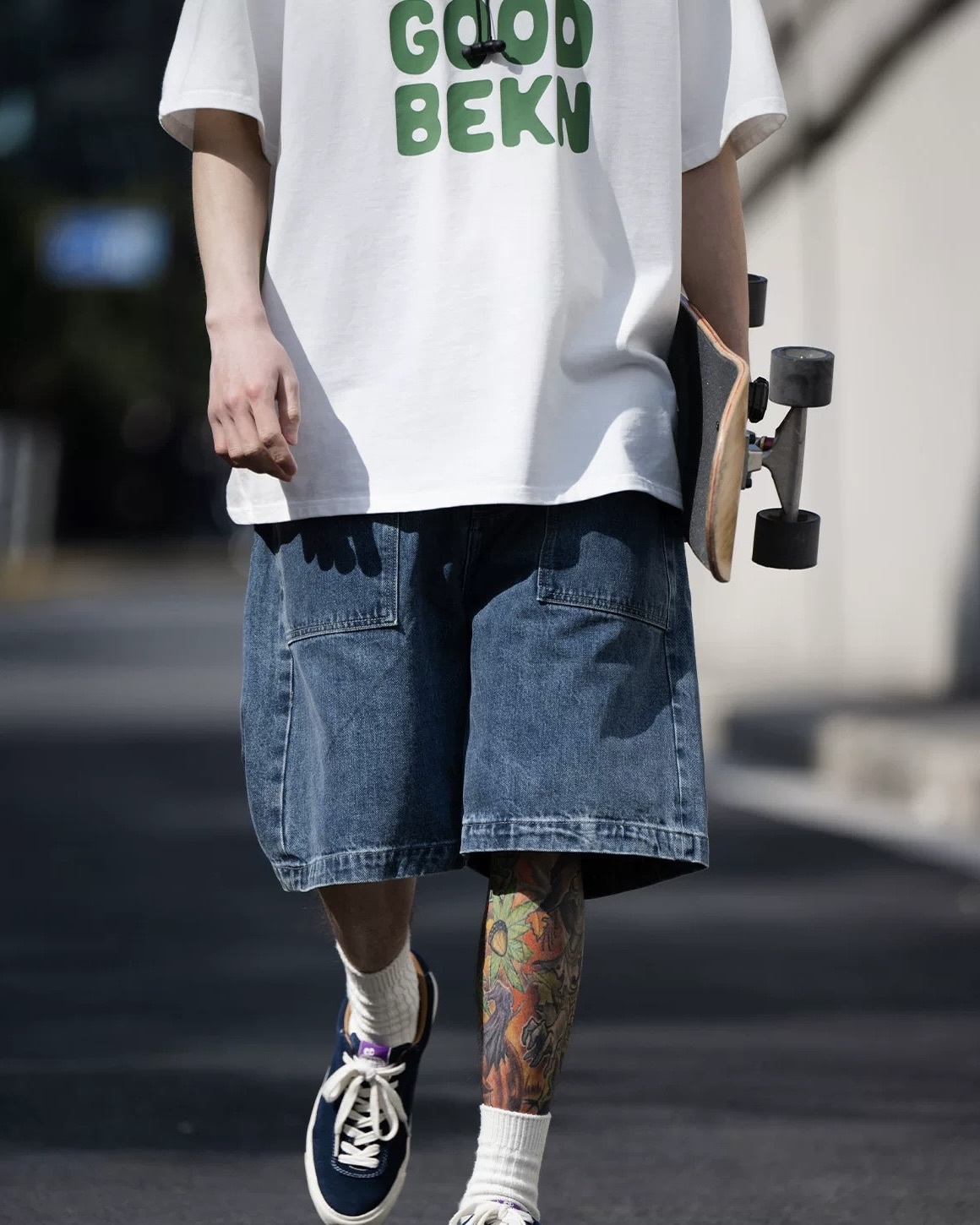 #預購 BELLKENIDEA 廓形寬鬆 百搭深色 水洗經典 口袋牛仔短褲 BK032