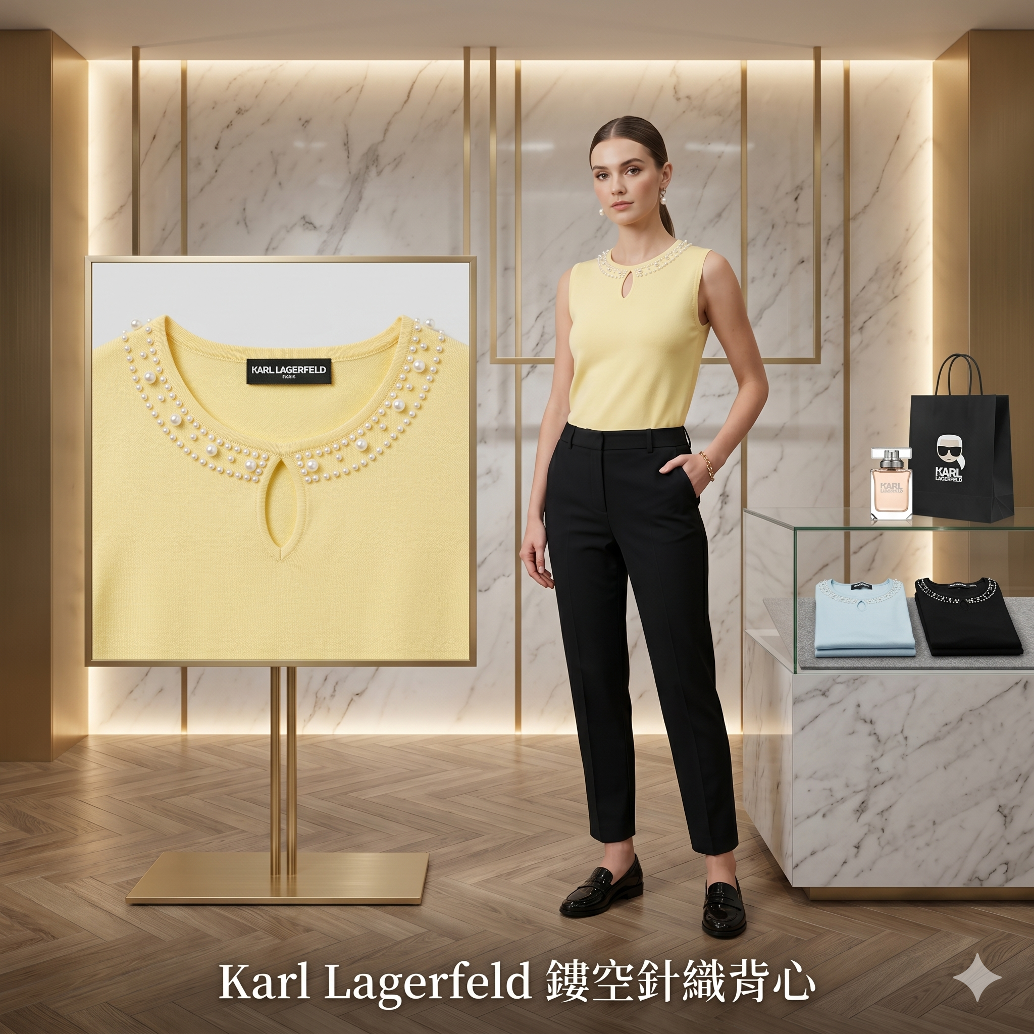 【預購】Karl Lagerfeld H041454 鏤空針織背心