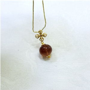 0414gz03-GZday1-撫順琥珀4月-撫順藥珀吊墜13m24k包金（A3）