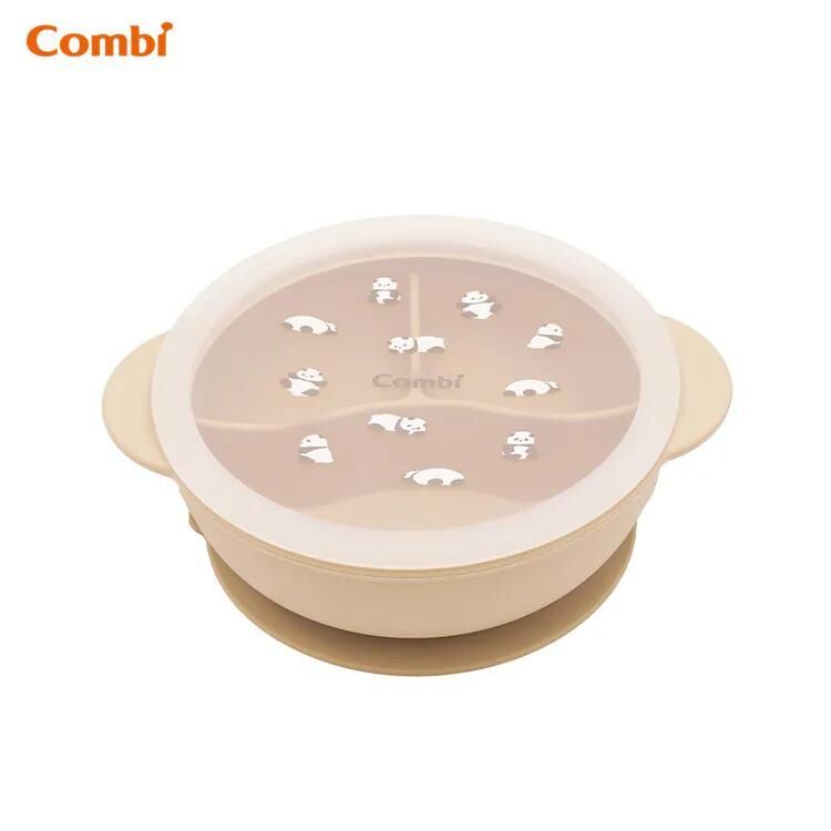 Combi 鉑金矽膠分隔吸盤餐碗 (愛睡熊貓) -81401