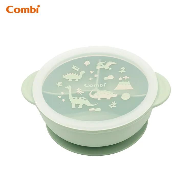 Combi 鉑金矽膠分隔吸盤餐碗 (活潑恐龍) - 81402