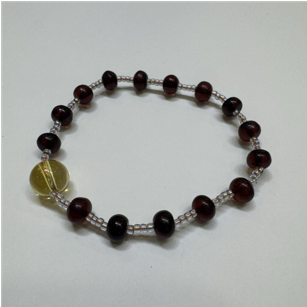 0414gz09-GZday1-撫順琥珀4月-撫順龍滴血黃水晶diy手串6m（A9）