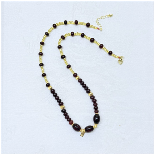 0414gz12-GZday1-撫順琥珀4月-撫順龍滴血Diy項鏈6-9m24k包金（A12）