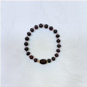 0414gz13-GZday1-撫順琥珀4月-撫順龍滴血Diy手串7m24k包金（A13）