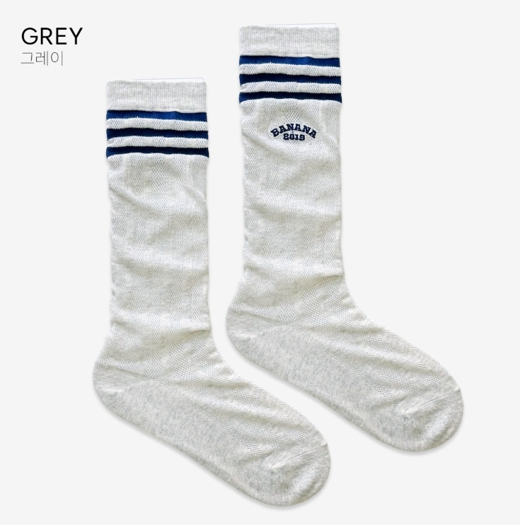 刺繡學院長襪-灰