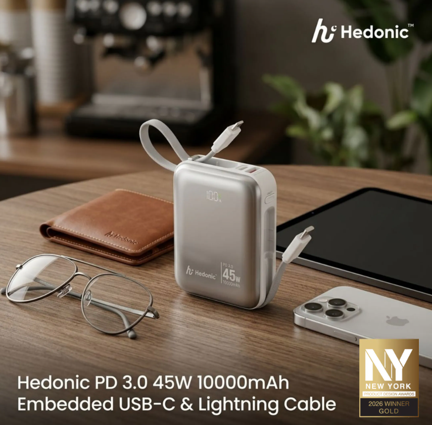 CCC 認證 (二維碼) Hedonic PD 3.0 45W快充 10000mah流動充電池 (附嵌入式充電線) 81082, 81083