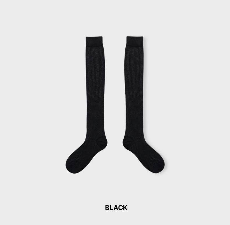 透感及膝襪-黑