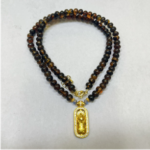 0414gz21-GZday1-撫順琥珀4月-撫順血翳珀媽媽鏈6m24k包金（A21）