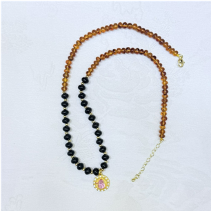 0414gz25-GZday1-撫順琥珀4月-撫順翳珀Diy項鏈5-7m24k包金（A25）