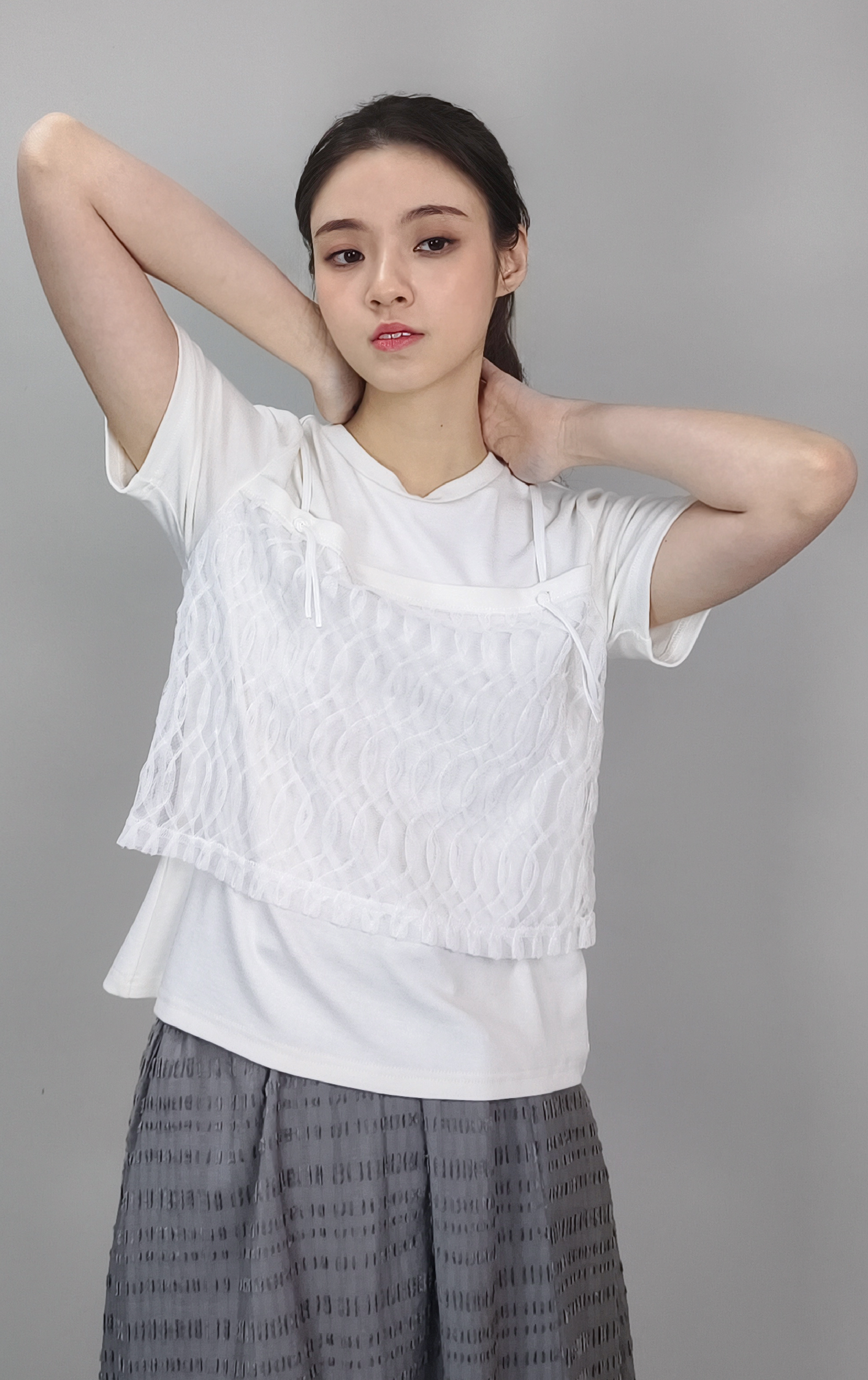 網紗細帶上衣 ST0414